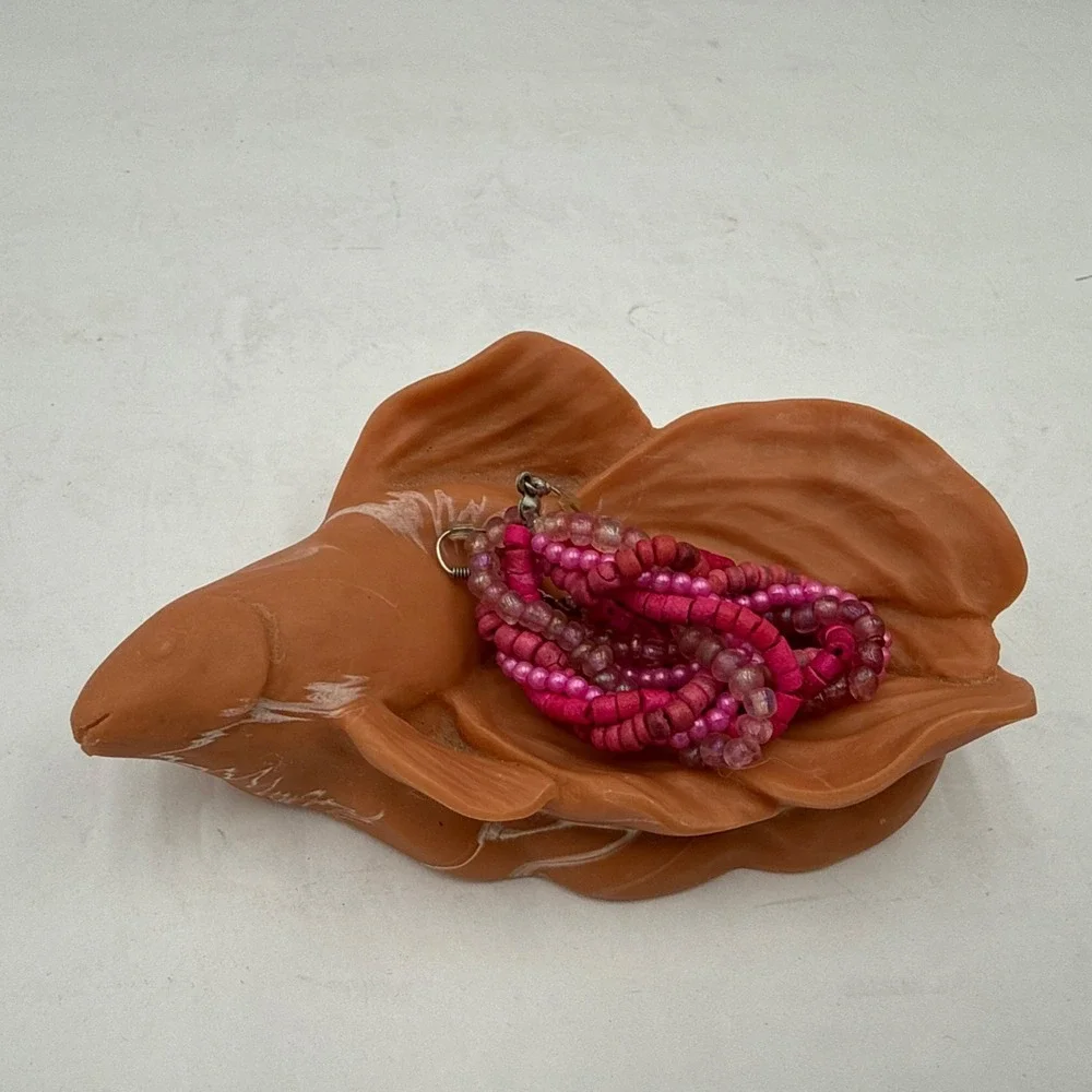 Vintage Terracotta Orange Fish Small Trinket Dish Bowl Ring Holder
